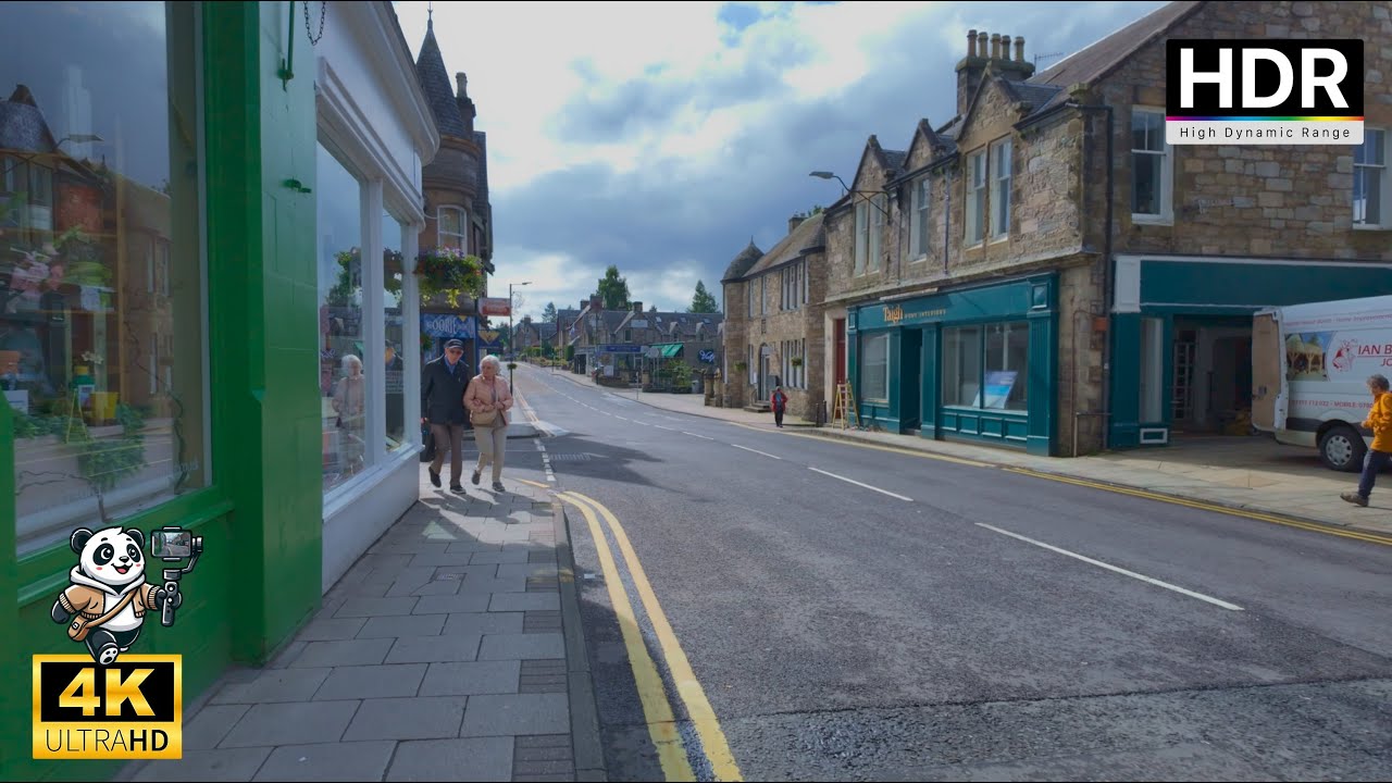 🏴󠁧󠁢󠁳󠁣󠁴󠁿 Pitlochry, Scotland City & Dam Walk | Cloudy Spring Day 2025 | 4K HDR