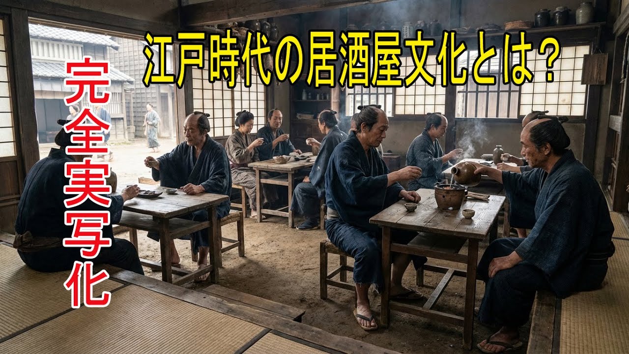 【AI完全再現】 江戸時代の居酒屋文化とは？人々に愛された酒とつまみ