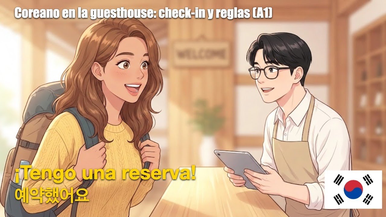 Coreano en la guesthouse: check-in y reglas (A1)
