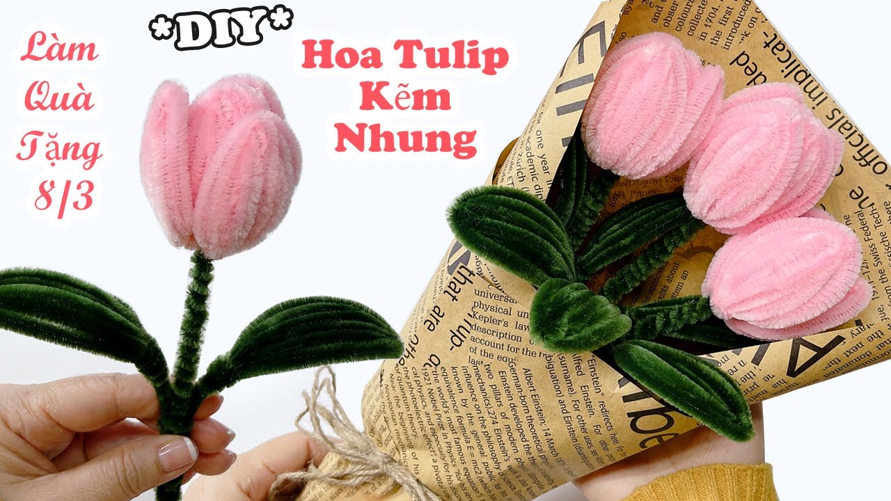Cách bó hoa Tulip bằng kẽm nhung/ DIY Tulip Bouquet/ Liam Channel