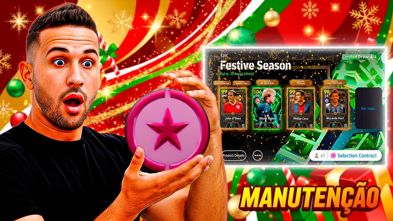 🚨NOVIDADES DA MANUTEN&Ccedil;&Atilde;O! 🔥 FESTIVE SEASON COM &Eacute;PICOS GR&Aacute;TIS, NOVO MODO PVP NO EFOOTBALL 2026 MOBILE