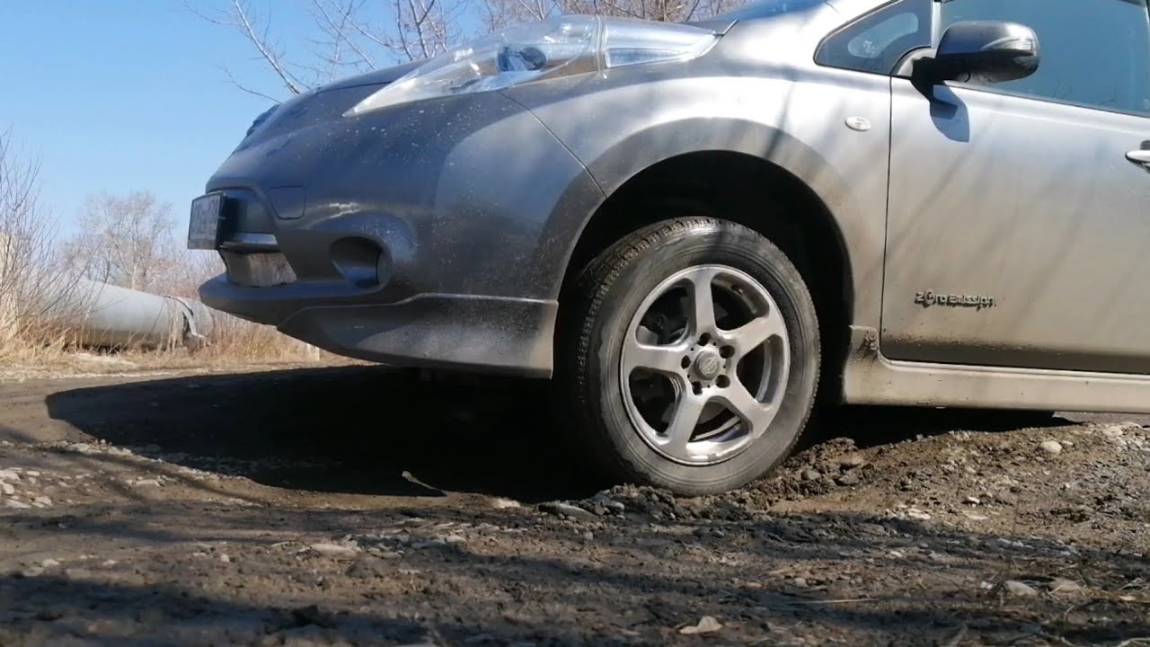 Nissan Leaf. Работа имитации блокировки дифференциала. Диагональное вывешивание, выберется???