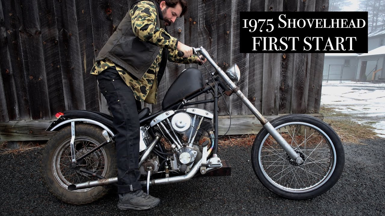 Сборка мотоцикла Harley-Davidson Shovelhead Chopper 1975 года