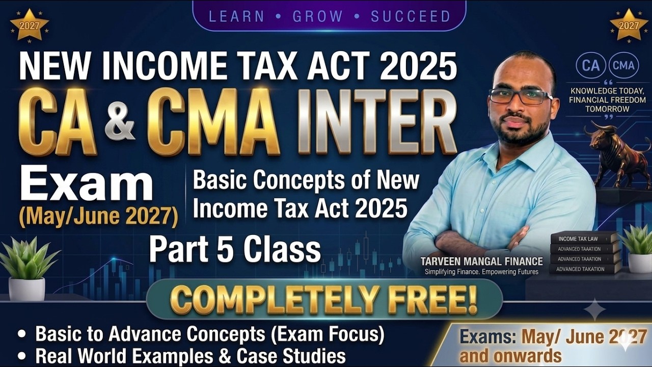 CA/CMA Inter Exam May/June 2027 | New Income Tax Act 2025 | Basic Concepts (Part 5)