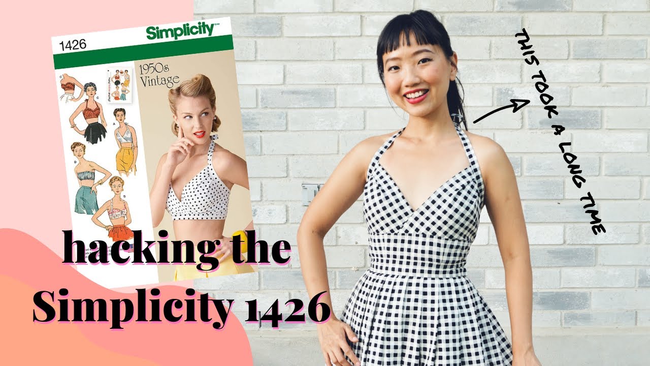 Sewing the Simplicity 1426 (small bust adjustment + extended bodice for a vintage 50's style top)