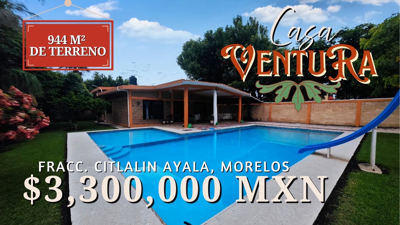 🏡CASA VENTURA en VENTA😱 944m² Escriturada‼️  Fracc Citlalin AYALA, MORELOS📍