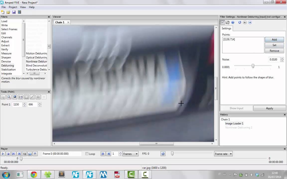 Nonlinear Deblurring with Amped FIVE