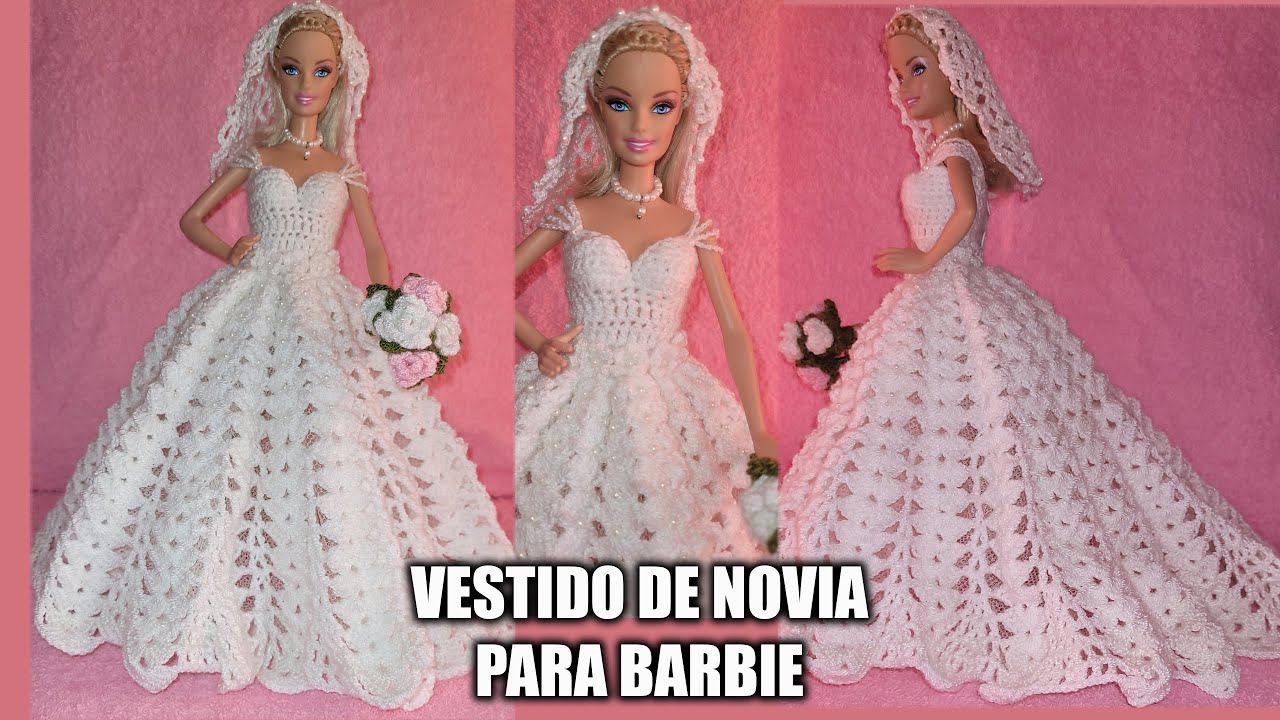 VESTIDO DE NOVIA PARA MUÑECA BARBIE TEJIDO A CROCHET || PASO A PASO