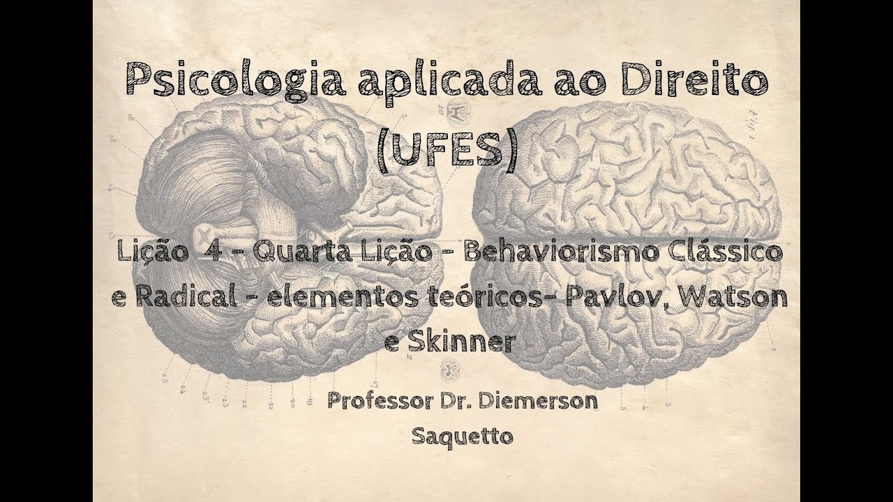Aula - Quarta Lição - Behaviorismo Clássico e Radical - elementos teóricos- Pavlov, Watson e Skinner