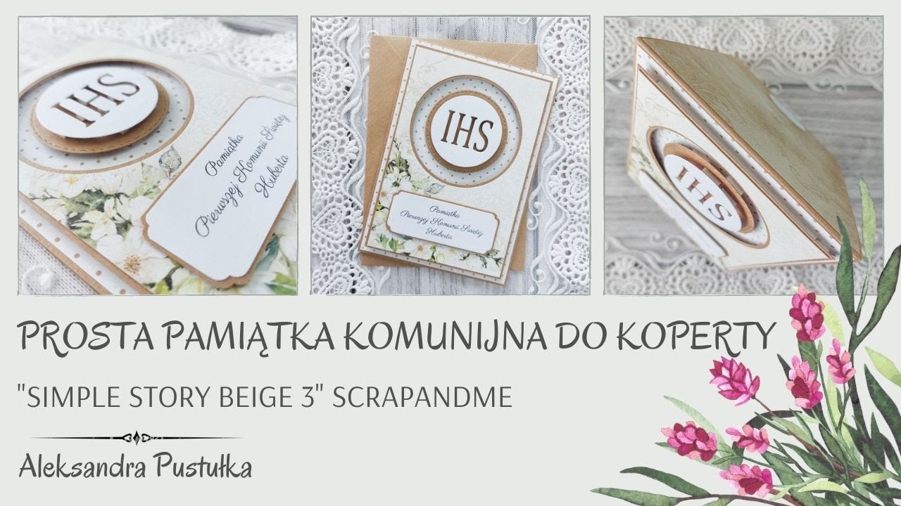 Prosta pamiątka komunijna do koperty