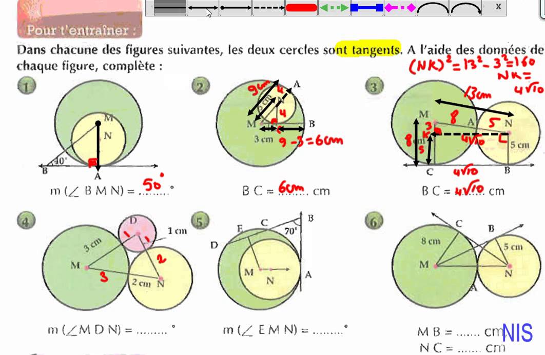 Position d'un cercle par rapport à un autre cercle (Exercices 2)