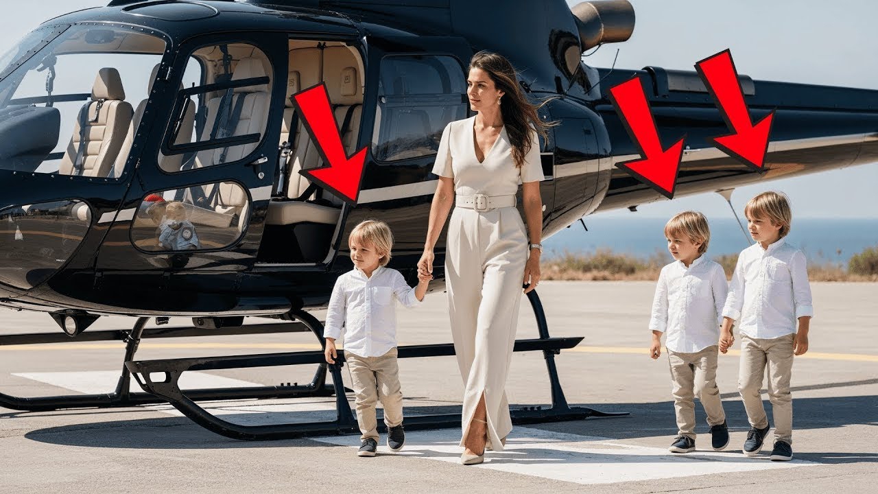 Marido Echa a su Esposa… Cinco Años Después, Ella Vuelve con Trillizos Iguales a Él en Helicóptero
