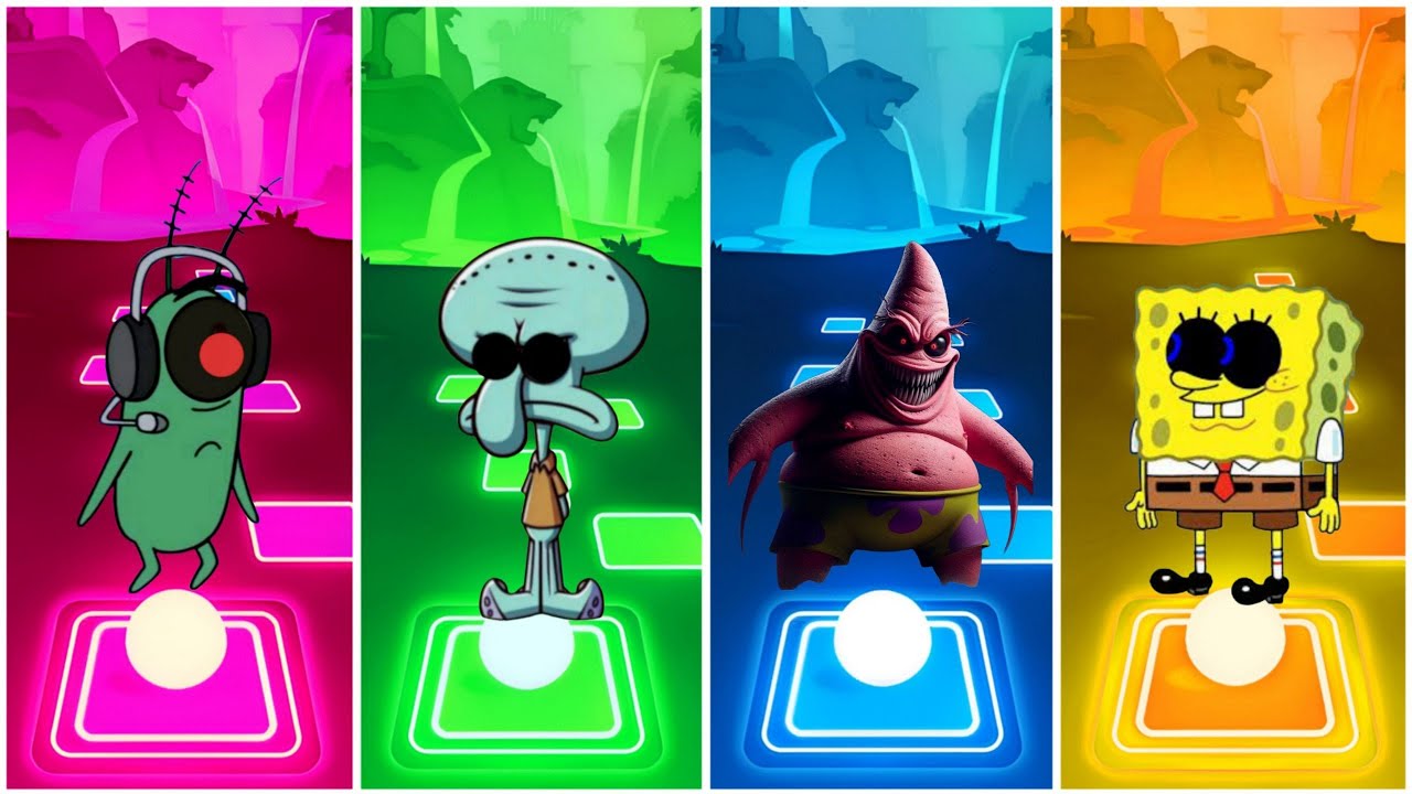 Plankton Exe 🆚 Squidward Exe 🆚 Patrick Star Exe 🆚 Spongebob Exe 🎶 Tiles Hop