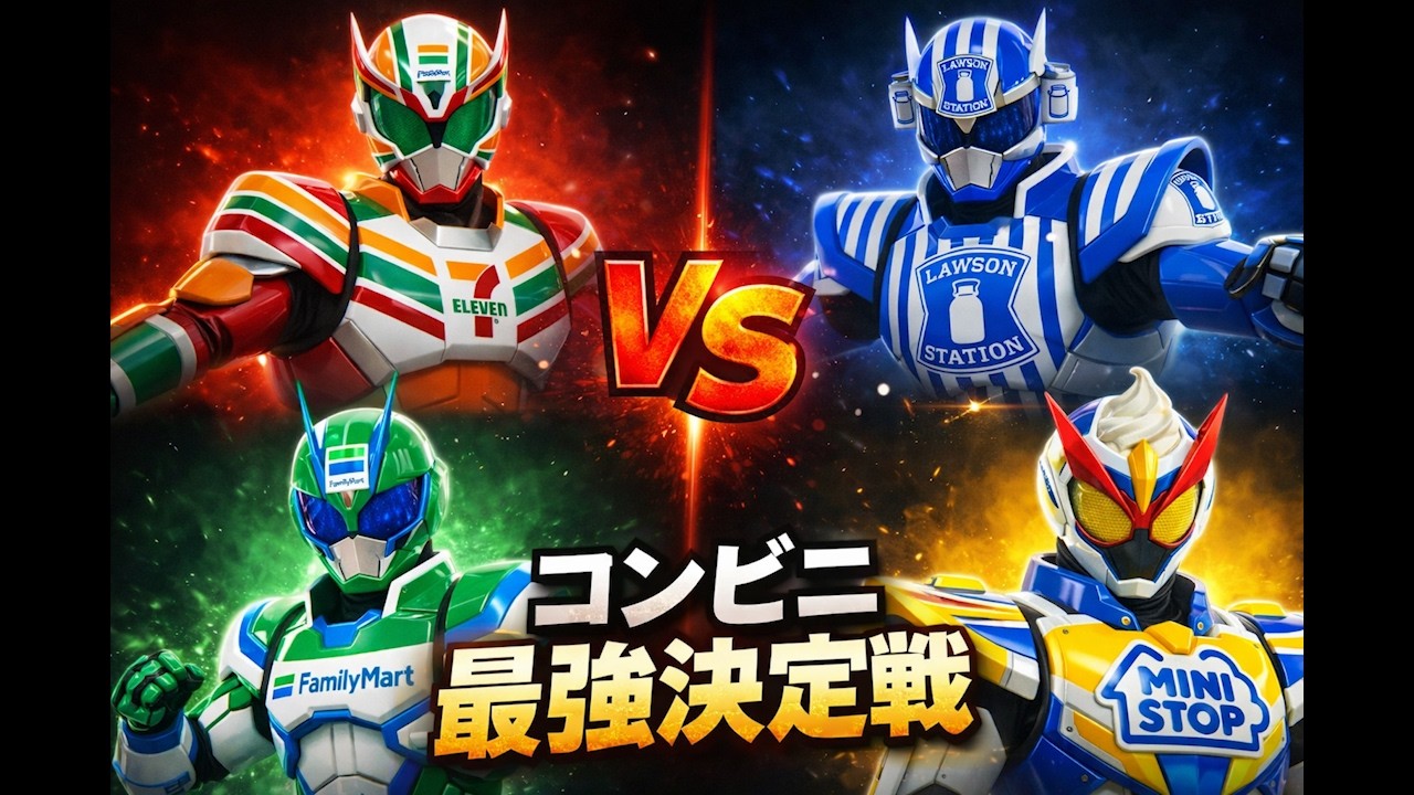 コンビニ4社がヒーローになったらこうなる。セブン vs ローソン vs ファミマ vs ミニストップ