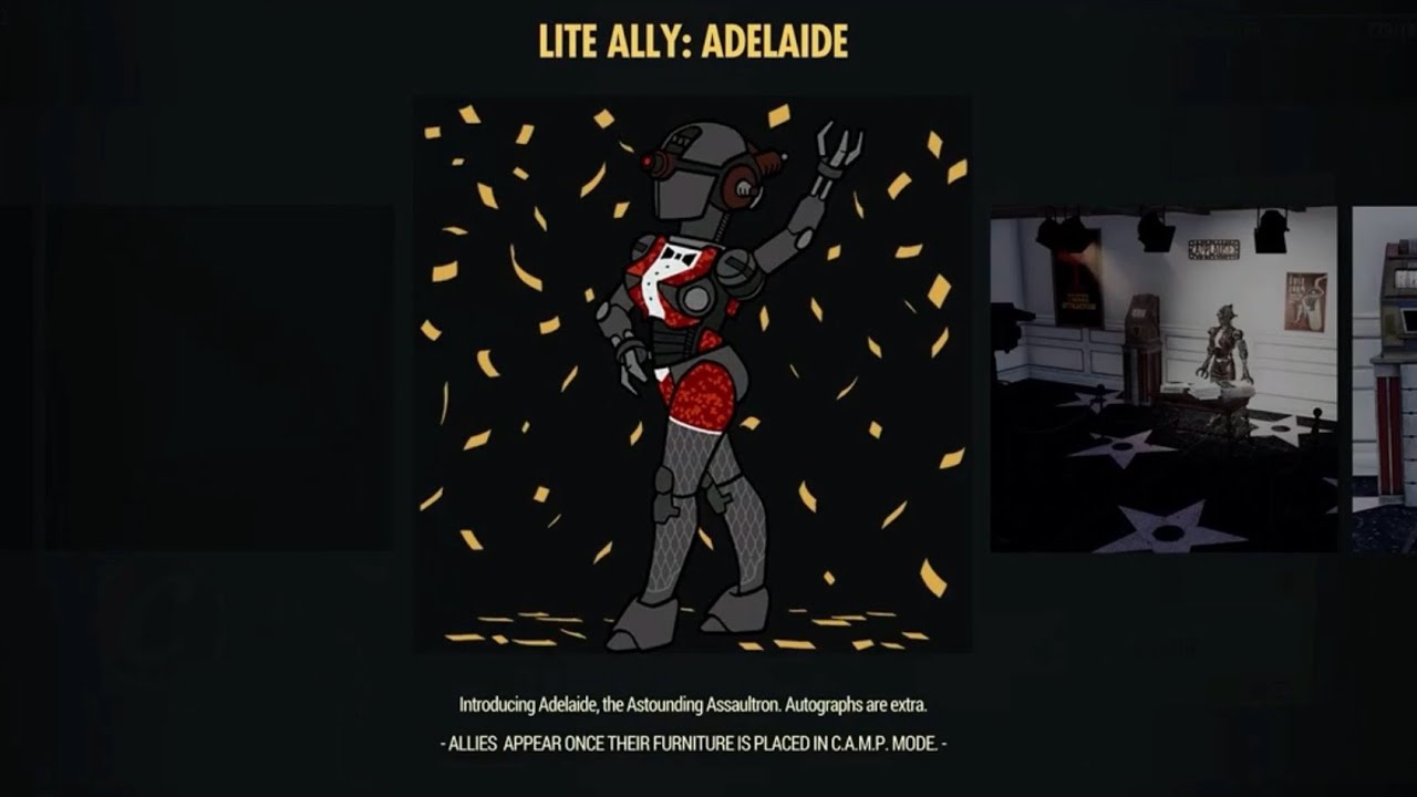 Fallout 76 Lite Ally Adelaide Review - Human/Robot Interface Buff - New Camp Ally Adelaide