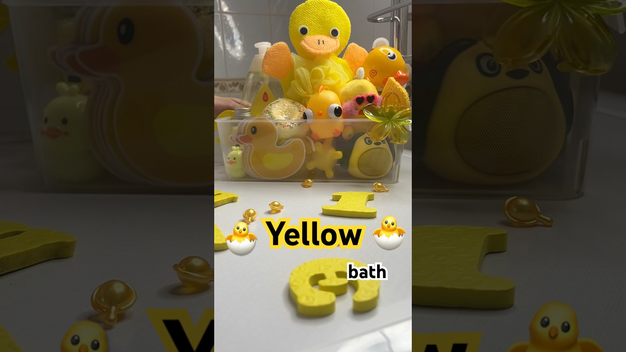 Yellow duck bath routine🥰What color next? #unboxing #bathroom #bathtime