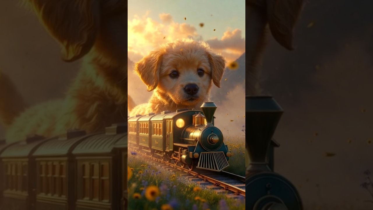 Magical Baby Dog Train Journey 🐶🚂 | Cinematic 8K Fantasy Adventure | Pagolai #shorts #trending #ai