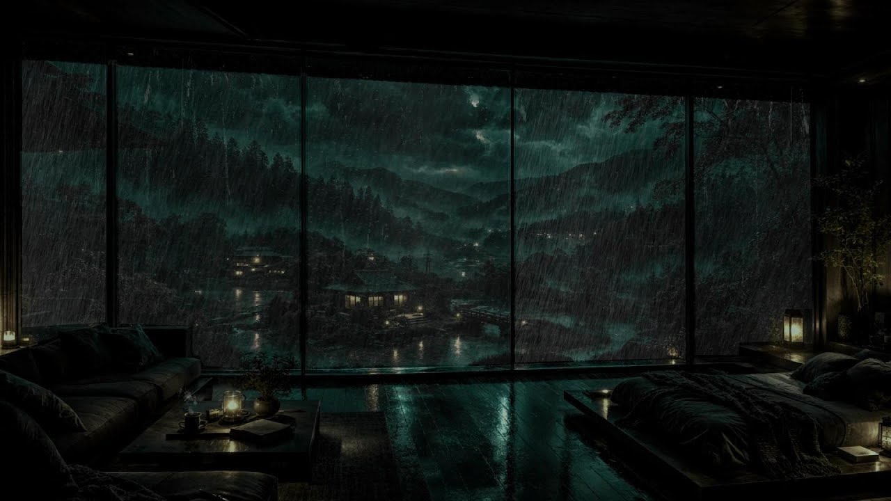Rain sound in a dark badroom 🌧️(no ads) relaxing ambience for Deep Sleep 😴