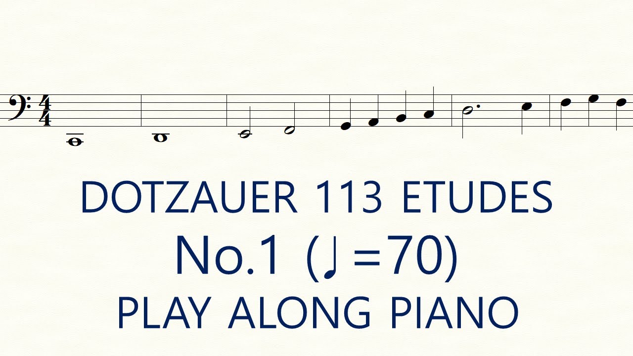 Dotzauer Cello Etude No.1 ♩=70 Slow Exercises Play Along Piano