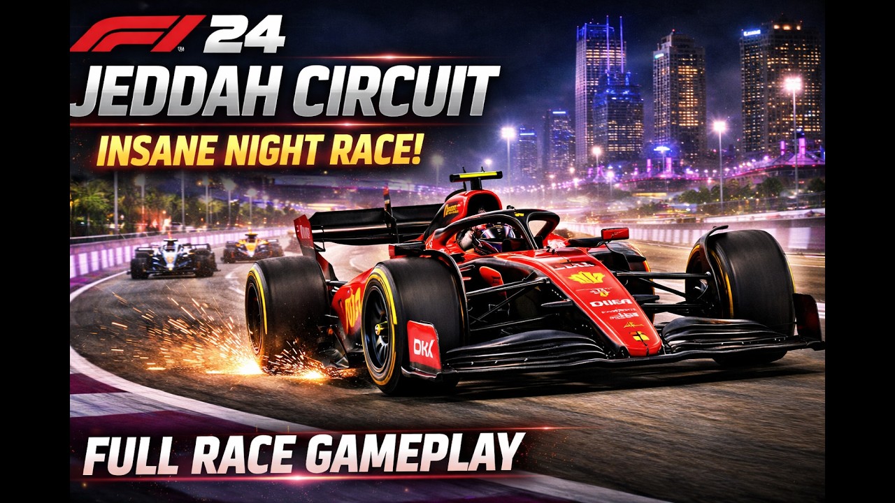 F1 24 Jeddah GP – INSANE Night Race at Jeddah Corniche Circuit Full Race Gameplay