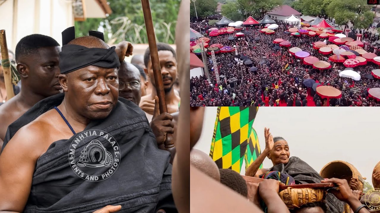 Arrival of the Asantehene for the one-week observance of the Asantehemaa