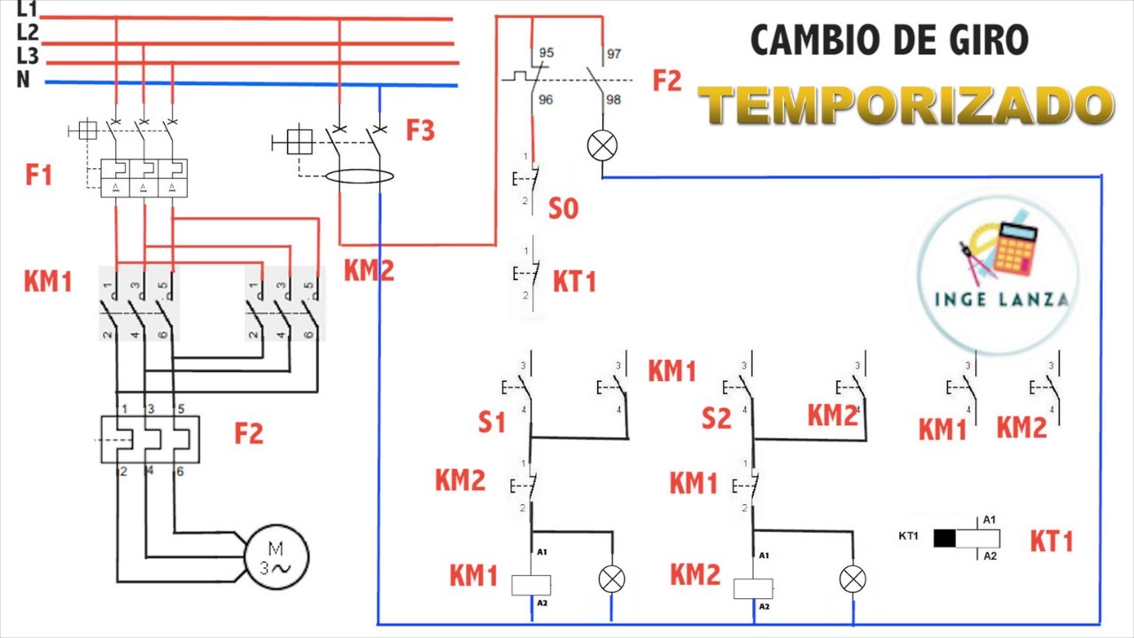 como hacer cambio de giro temporizado en motor trifásico| instalaciones eléctricas|