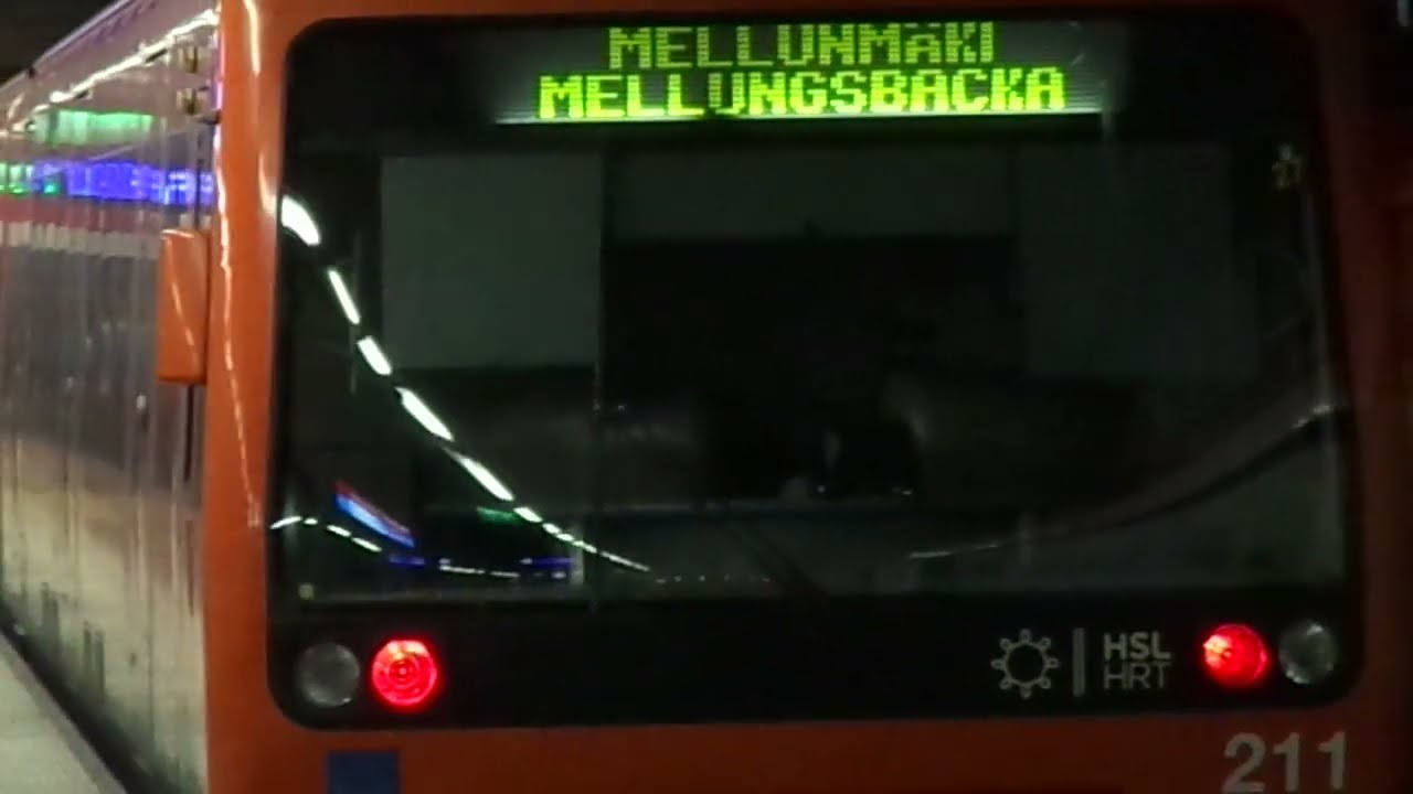 Metro: Itäkeskus to Mellunmäki of Helsinki 9-*: Bombardier M200 #212, line to Mellunmäki (01.11.19)