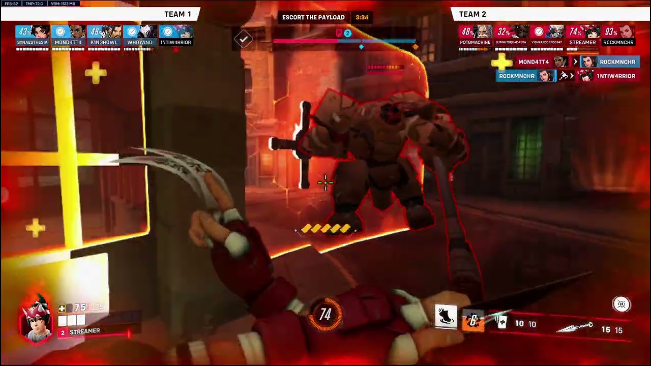 overwatch - kiriko zero death backfill heallypotter gameplay on kings row attack.