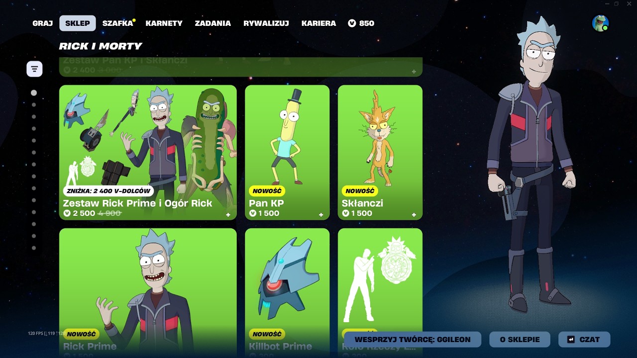 SKLEP FORTNITE 7.03.2026 *NOWE SKINY RICK PRIME I OGÓR RICK, NOWI DRUHOWIE, NOWE BUTY, KOBIETA KOT*