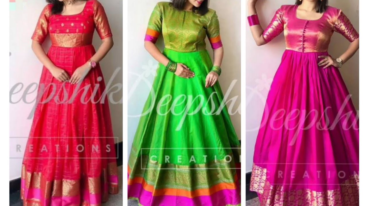 Beautiful pattu long frock design patterns || Latest pattu dress designs