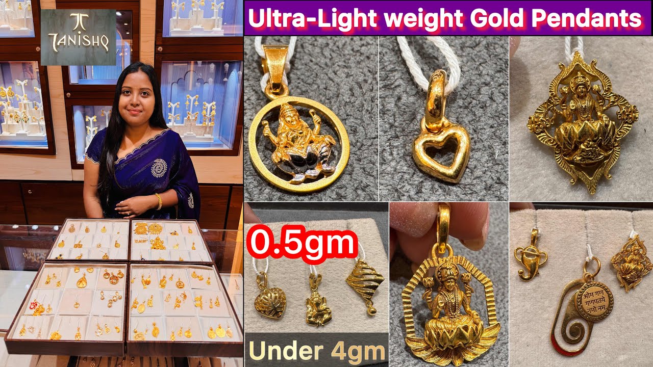 0.5gm to under 4gm ultra-Light weight gold Pendant designs from Tanishq | Daily wear Pendants