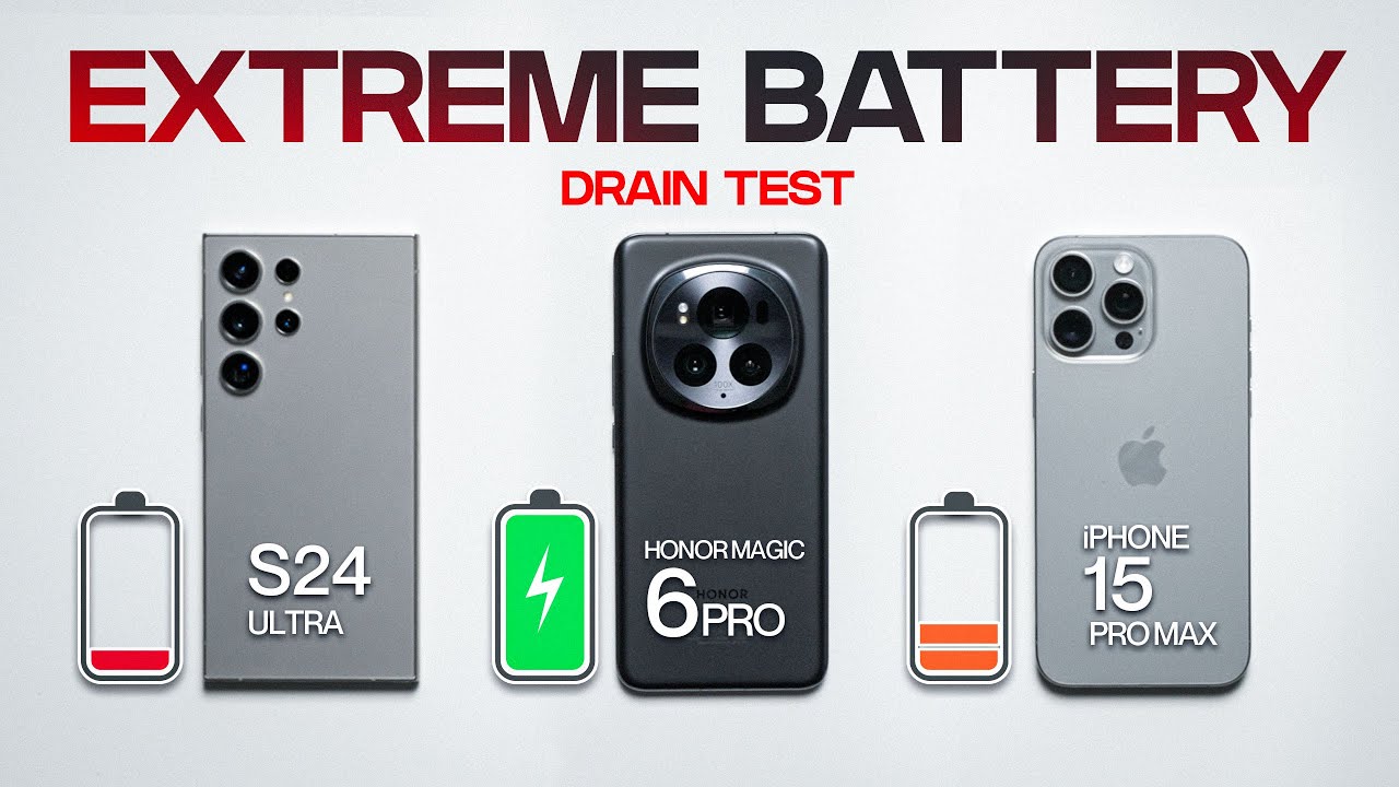 HONOR Magic 6 Pro vs S24 Ultra vs iPhone 15 Pro Max EXTREME Battery Drain Test