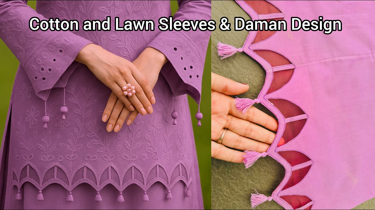 Cotton and Lawn Sleeves & Daman Design _ stylish summer Dress design _ Latest Daman Design