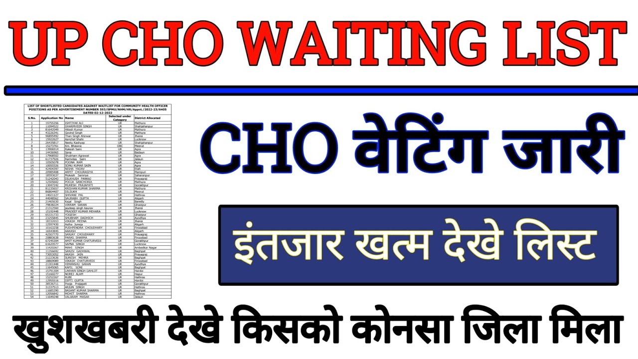 up cho waiting list 2023 | up cho new update | up nhm new update today | up cho result 2023 |