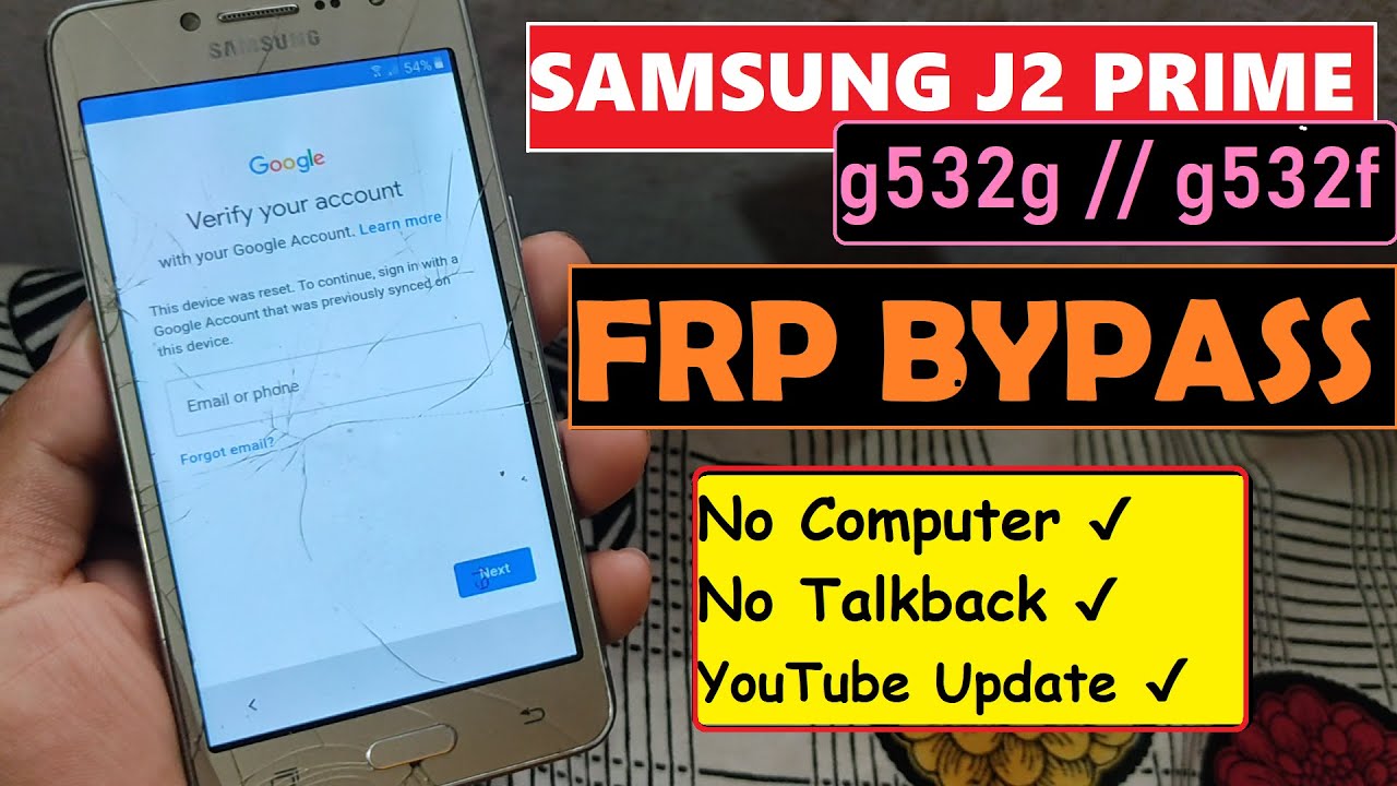 SAMSUNG J2 PRIME G532G FRP Bypass 2021 Without PC / No Talkback / YouTube Update -Google Lock Remove