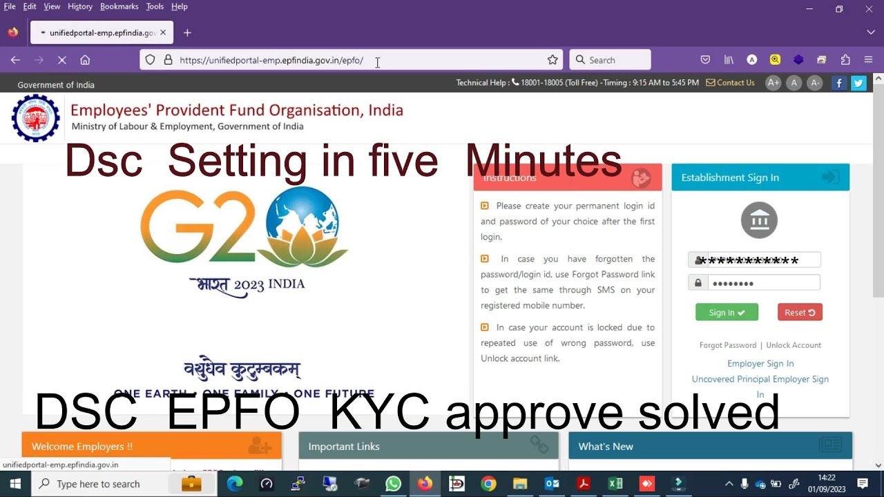 DSC not working in EPFO  site Latest DSC Service Version : 1.0.0 is running on port 60015