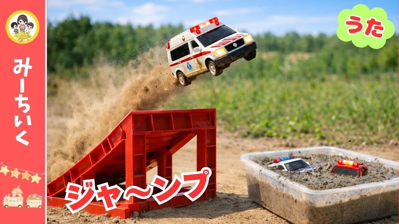 【うた】ジャンプだビューン！ドボーン！どろどろ★のりものジャンプだいしゅうごう【はたらくくるまソング】