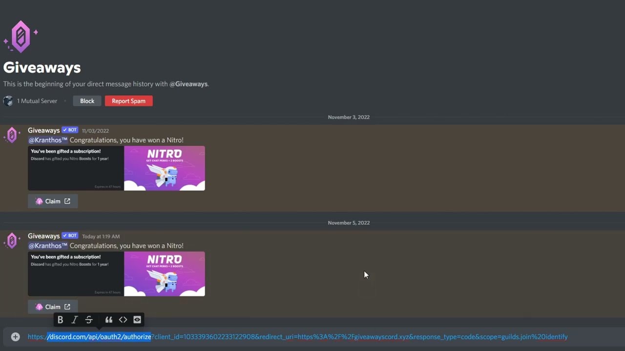 How to prevent getting scammed by Discord giveaway bots