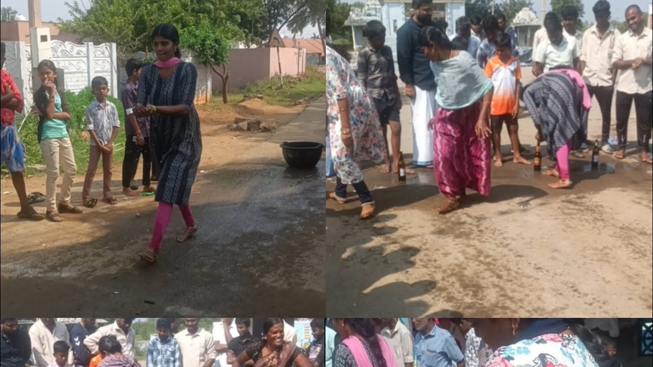 பொங்கலன்று நடத்திய பீர் பாட்டிலில் தண்ணீர் நிரப்புதல் போட்டியில் கலந்து கொண்டு முதல் இடம் பிடித்தேன்