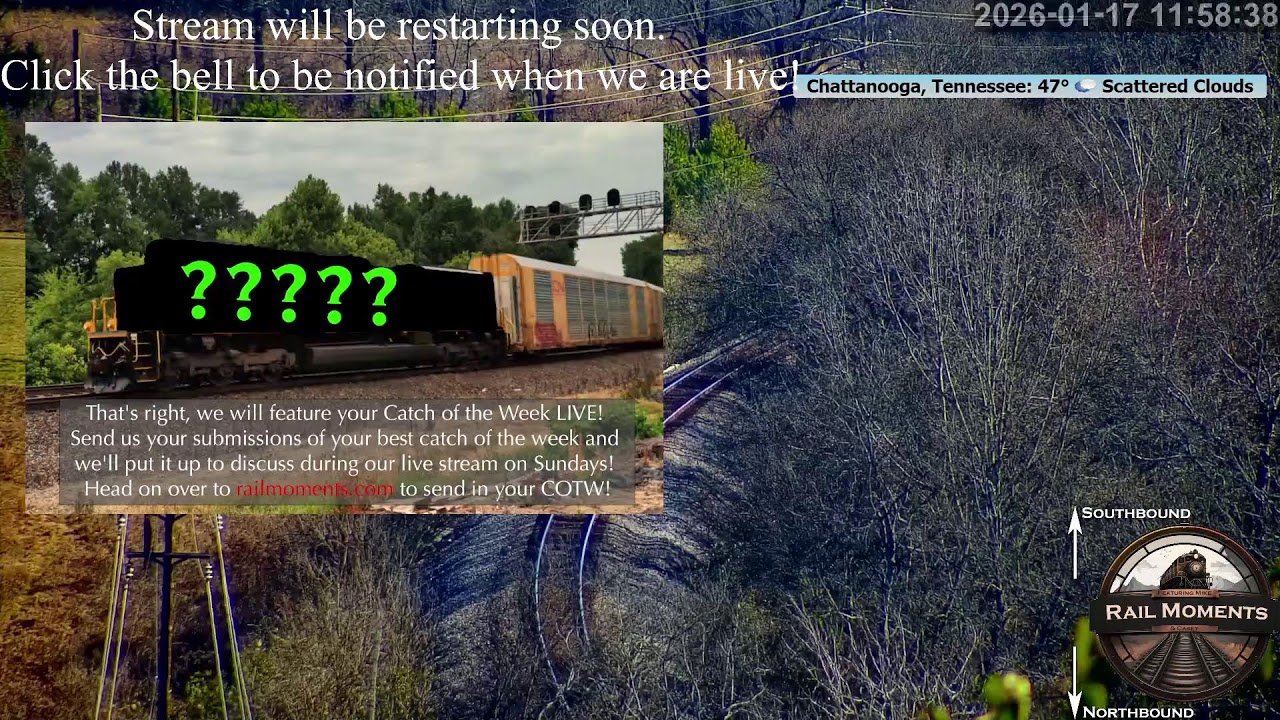 Live Chattanooga Railcam on W&A Subdivision - #CSX line in bird sanctuary by Mile Post 122.8 in TN