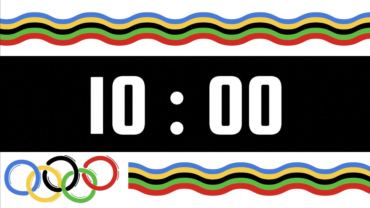 10 Minute Timer | With Upbeat Pop Instrumental Music & Alarm Bell | Olympics Rings & Colors 🔵🏅🔴