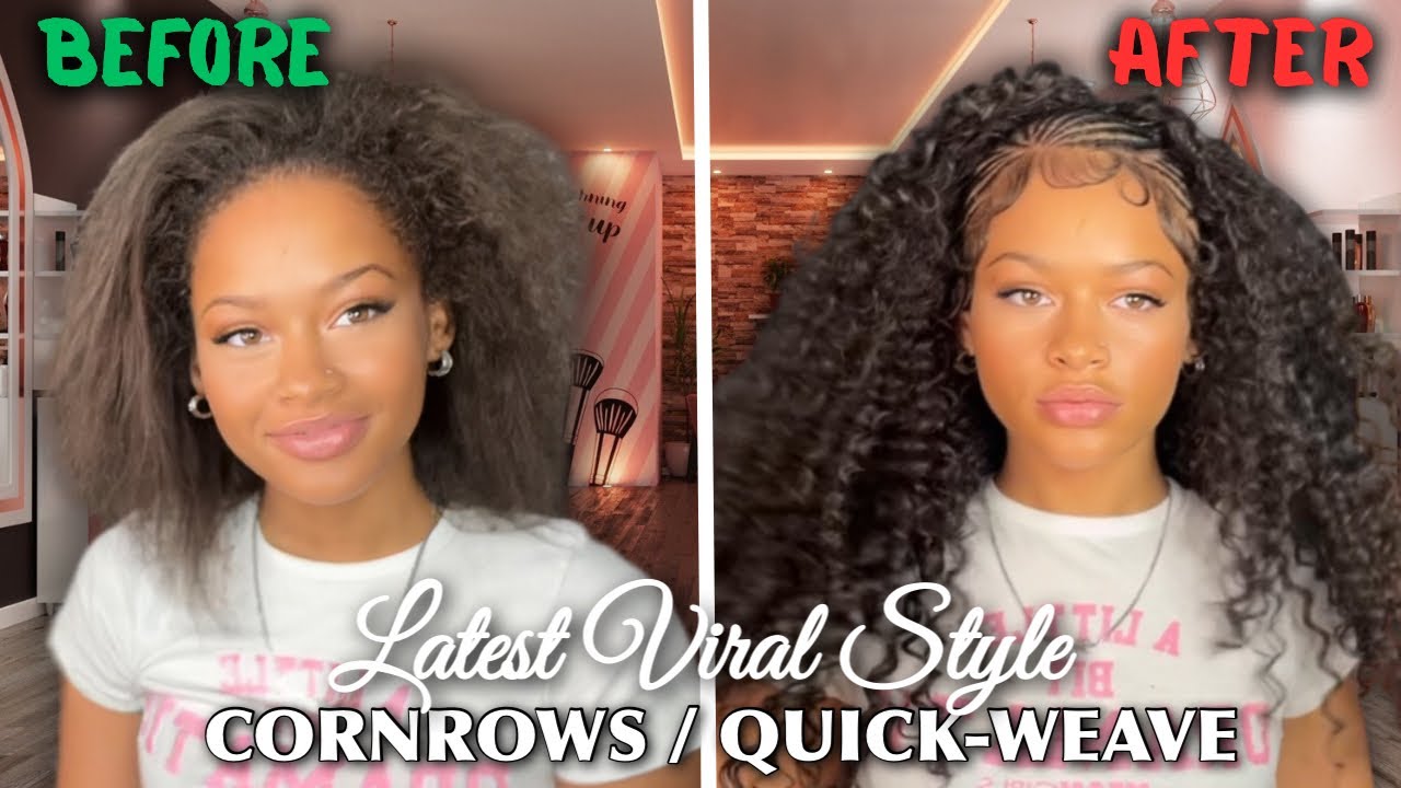 How To: Latest Viral Protective Style| Budget Friendly🤏🏽🤏🏽| Half Cornrows Half Quick Weave