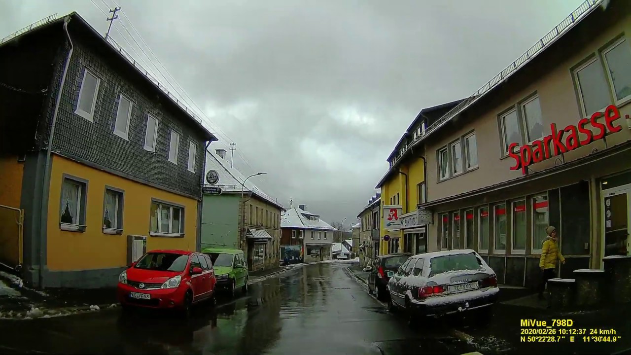 D: Markt Nordhalben. Landkreis Kronach. Rundfahrt durch die Ortsmitte. Februar 2020