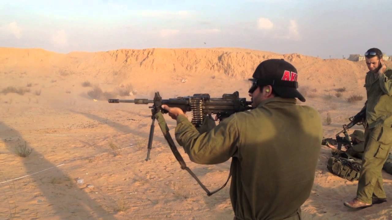 Shooting the Negev machine gun
