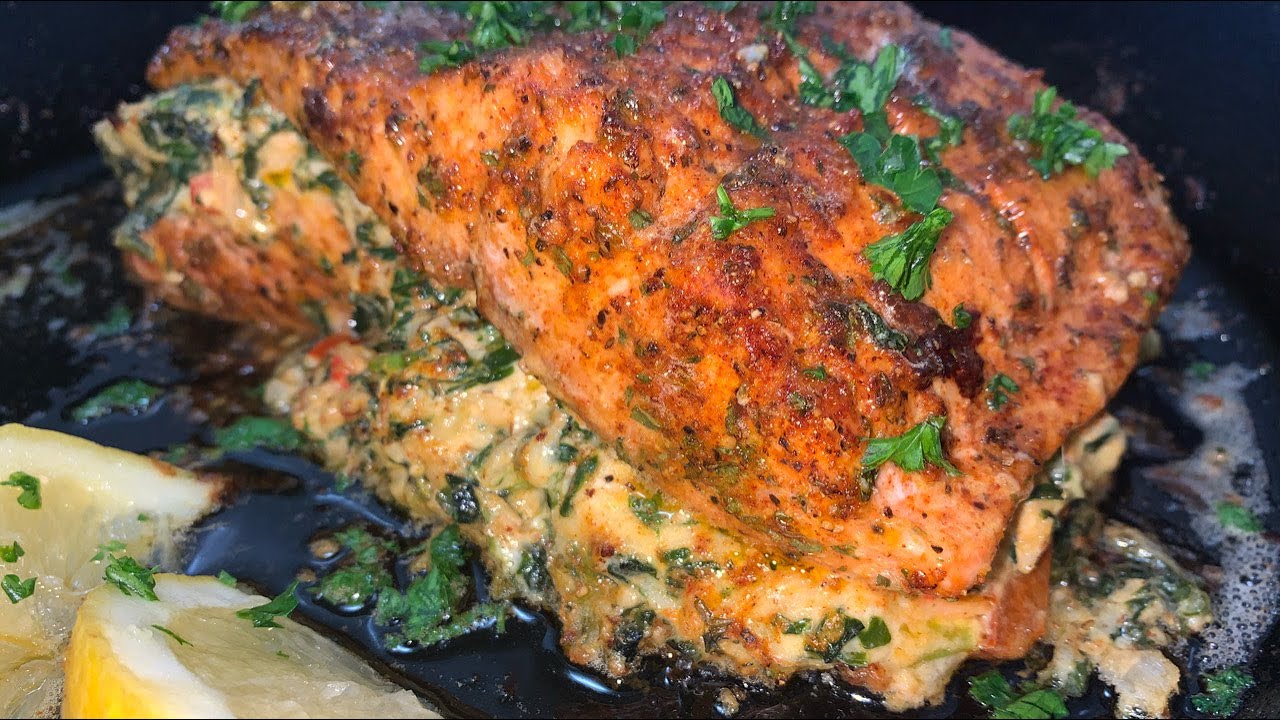 HOW TO MAKE CRAWFISH STUFFED SALMON | THE BEST STUFFED SALMON RECIPE