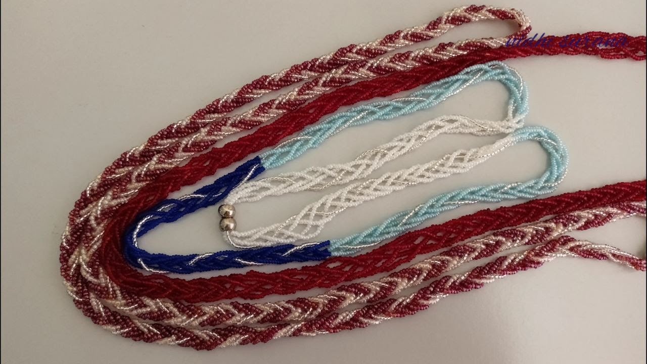 5 String Braided Rope Necklace with any type of Seed beads/Jewelry making with Uneven beads/Tutorial