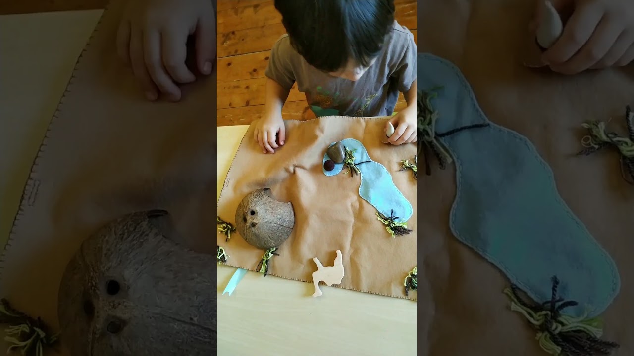 Felt play mat set Desert gnomes and camel