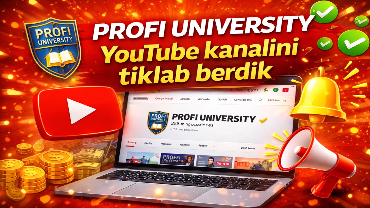 PROFI UNIVERSITY YouTube kanalini tiklab berdik | Kanal qayta ochildi ✅