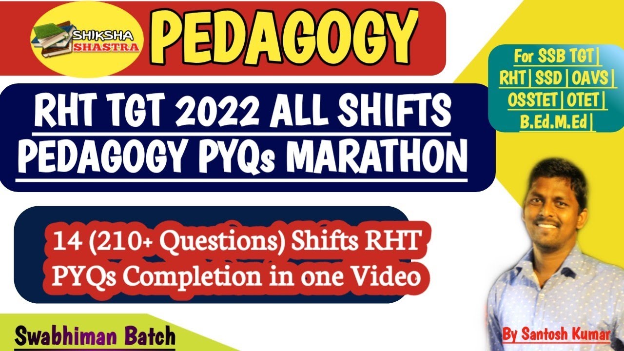 All RHT TGT 2022 PYQs MARATHON||Pedagogy and Evaluation||SSB TGT|RHT|SSD|OSSTET|OTET|B.Ed-M.Ed|
