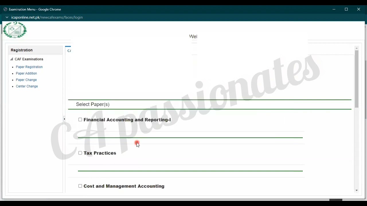 ICAP Paper registartion || CAF ||CA || CA Passionates || Exams